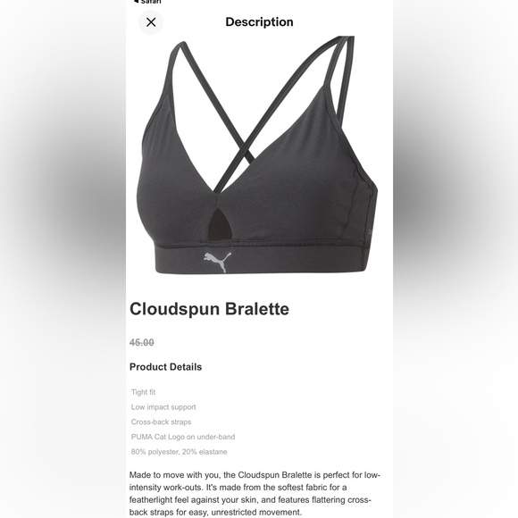 NWT~🦖SOLD!🦖Puma Cloudspun Bralette size M sports bra - Picture 12 of 12